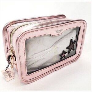 NWT Victoria's Secret shiny metallic Makeup Bag travel Pouch cosmetic case
